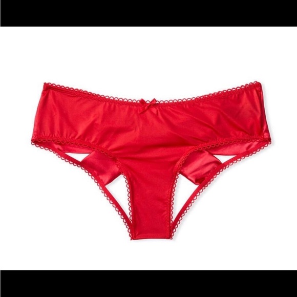 Crotchless open back peek-a-boo exposed ouvert panty panties red bow Victoria's - Picture 3 of 7